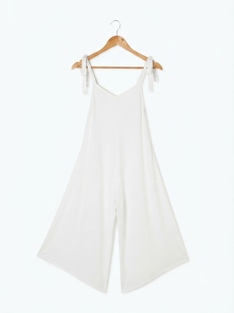Sand & Spirit White Gauze Tie-Strap Wide-Leg Jumpsuit / Romper MEDIUM